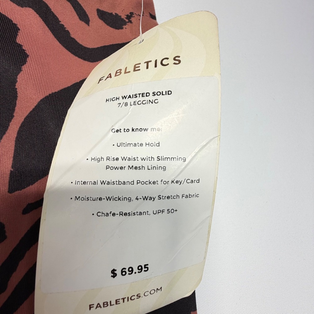 Fabletics High Waist Animal Print Leggings Brown Black L NWT UPF50+ - Picture 5 of 7
